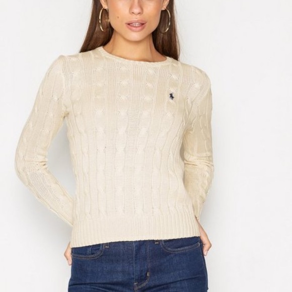 Ralph Lauren Sweaters - Ralph Lauren Ivory 100% cotton cableknit sweater L